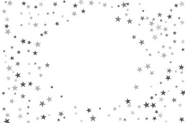 Star confetti. Silver casual confetti background. Bright design pattern.