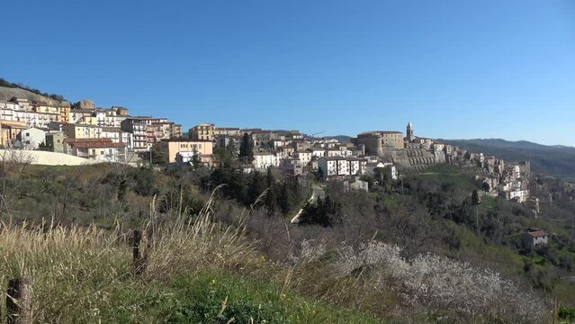 Countryside view of Civitacampomarano, a medieval town in the province of Campobasso in Italy.