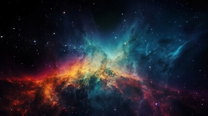 Obraz na płótnie Canvas Abstract outer space endless nebula galaxy background. Generative ai