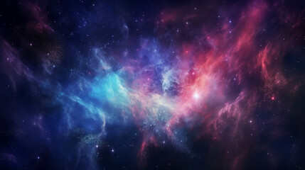 Fototapeta premium Abstract outer space endless nebula galaxy background. Generative ai