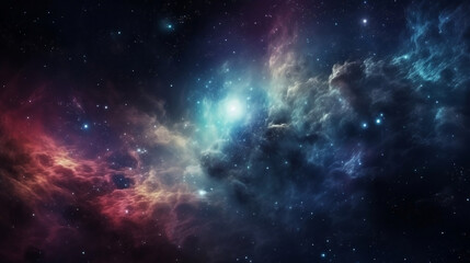 Abstract outer space endless nebula galaxy background. Generative ai