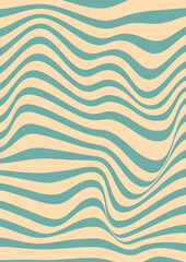 Abstract geometric vintage background. Modern ornament with groovy curved lines. 60s, 70s aesthetic, wavy colorful stripes