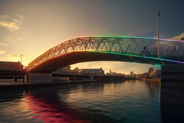 bridge over the river in many colors created with Generative AI technology
