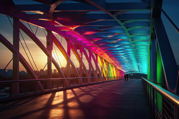 bridge over the river in many colors created with Generative AI technology