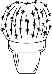 Cactus in a pot outline, Echinocactus