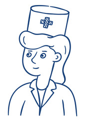 female doctor. Hand drawn vector illustration