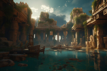 Fototapeta premium ancient drowned city created using generative Al tools