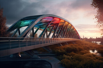 bridge over the river in many colors created with Generative AI technology