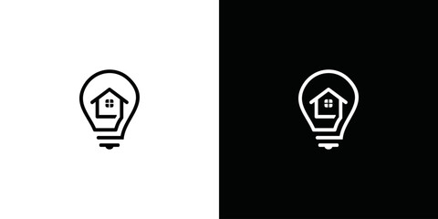 bright house white lamp logo vector. creative energy real estate symbol icon.real estate lighting logo illustration