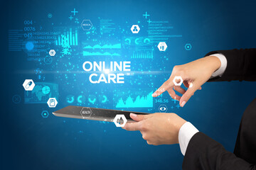 Close-up of a touchscreen with medical inscription