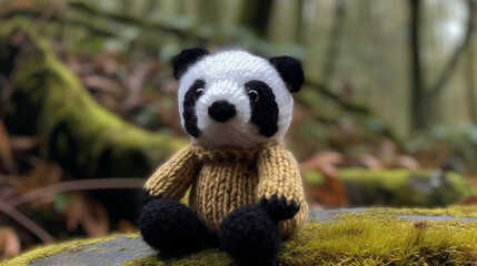 hand knitted baby panda