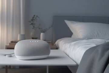 smart home speaker next to bed
