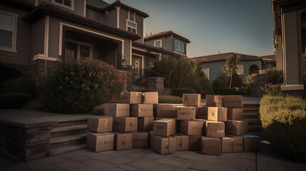 Obraz premium a bunch of boxes delivered to a house