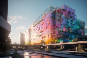 apartment or business building in many colors created with Generative AI technology