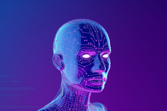 Banner Artificial Intelligence Digital Robotic Face Head
