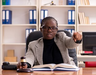 Black female lawyer in courthouse