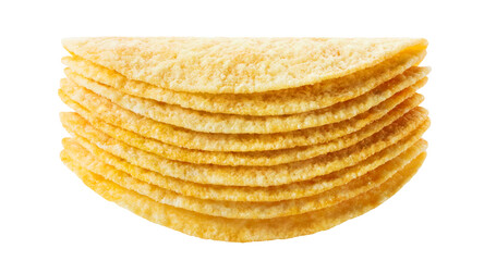 Stack of delicious potato chips, cut out