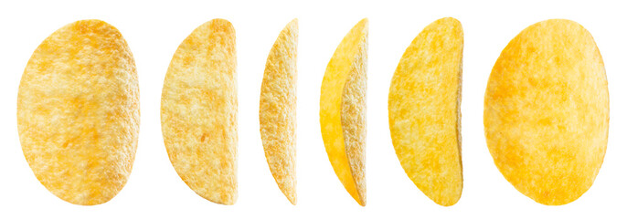 Set of potato chips cut out