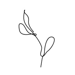 Continuous Line Drawing Plants. Sketch illustration Isolated on White. One Line drawing. Minimalist Illustration. Vector EPS 10.