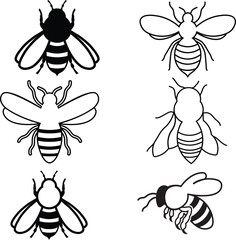 bee-silhouette-honey-premium-template-vector