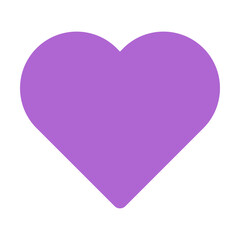 Purple heart on white square background 