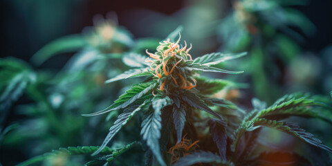 green fresh cannabis bud generative ai