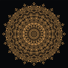 Gold mandala on a black background. vector illustration.