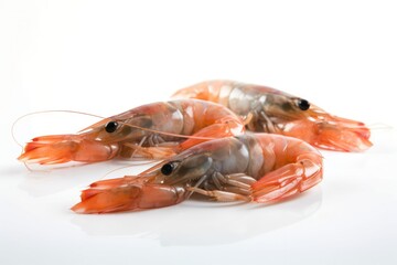 Fresh cooked shrimp isolated on white background. Seafood. generative AI