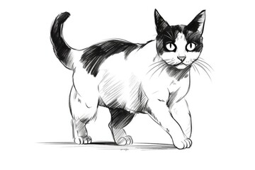 Obraz premium Cute Cartoon Kitten Cat outlined for coloring book isolated on a white background. Generative AI