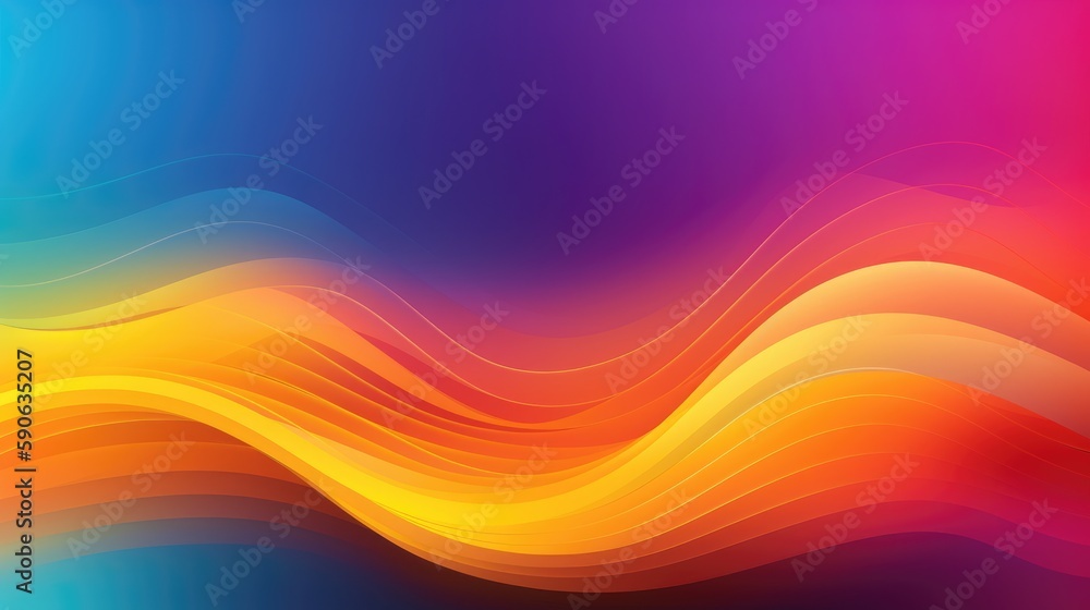 Aufkleber modern background of rainbow gradients and curves with fluid, liquid motion with generative ai