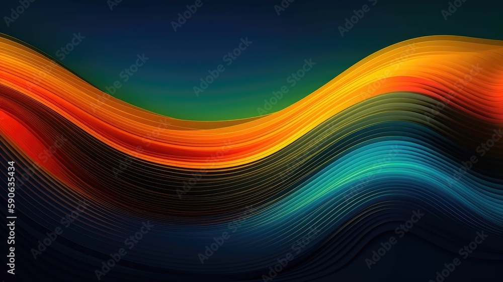 Poster modern background of rainbow gradients and curves with fluid, liquid motion with generative ai