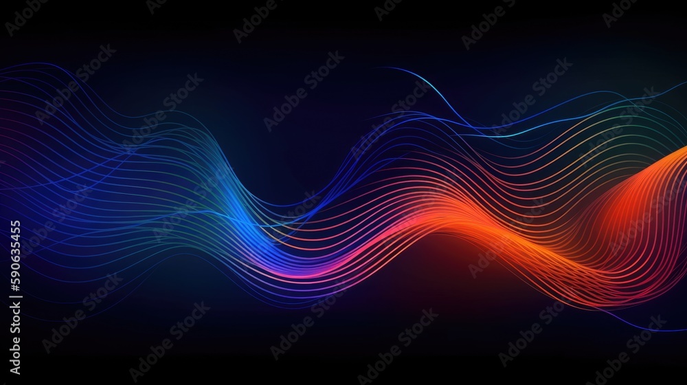 Poster modern background of rainbow gradients and curves with fluid, liquid motion with generative ai