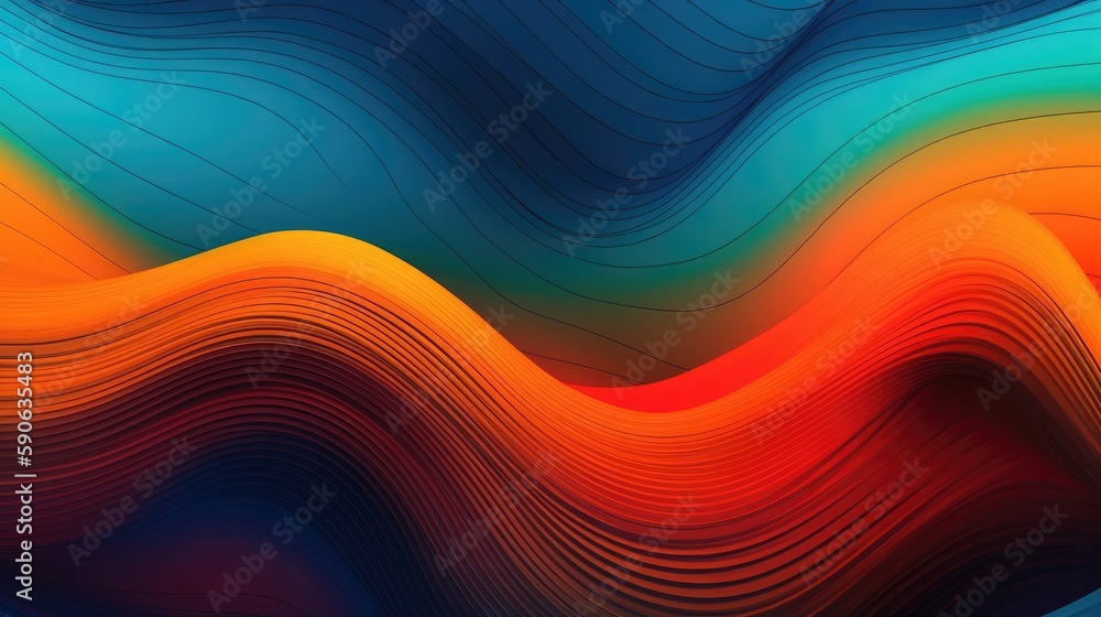 Poster modern background of rainbow gradients and curves with fluid, liquid motion with generative ai
