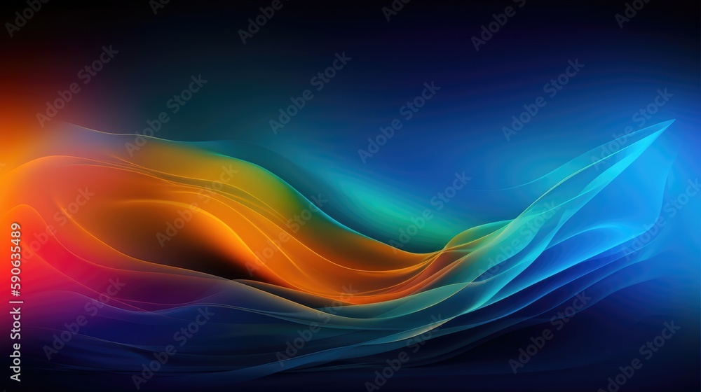 Poster modern background of rainbow gradients and curves with fluid, liquid motion with generative ai