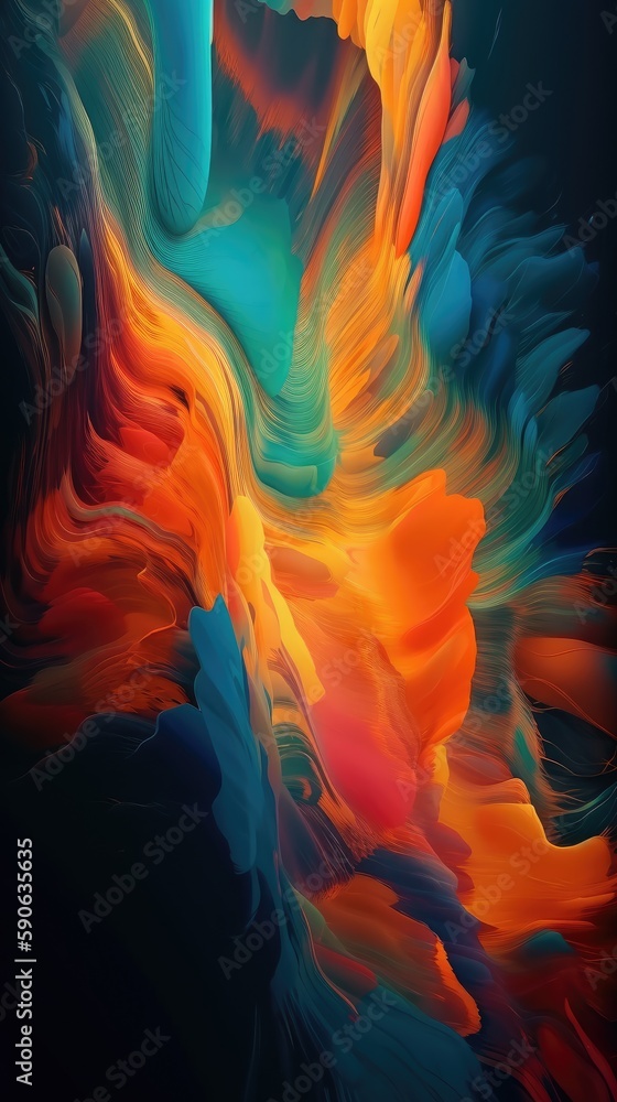 Poster modern background of rainbow gradients and curves with fluid, liquid motion with generative ai