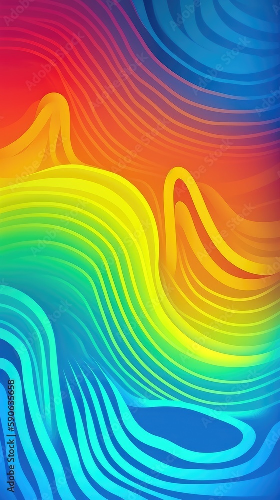 Poster modern background of rainbow gradients and curves with fluid, liquid motion with generative ai