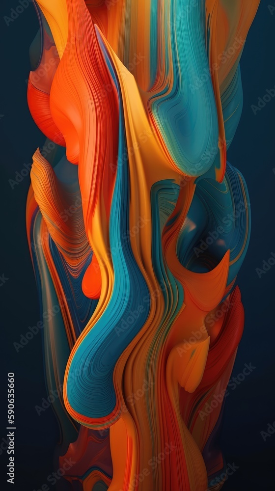 Poster modern background of rainbow gradients and curves with fluid, liquid motion with generative ai