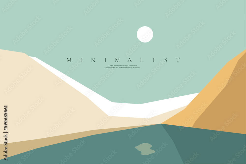 Poster vector illustration. flat polygonal design. nature landscape. panoramic view. design element for web