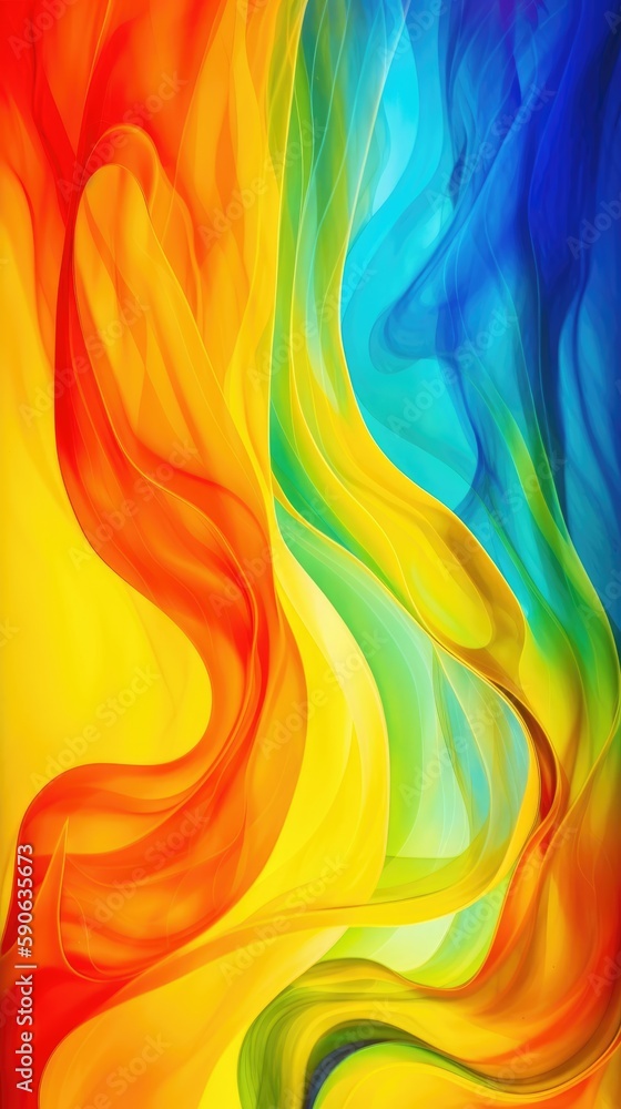 Poster modern background of rainbow gradients and curves with fluid, liquid motion with generative ai