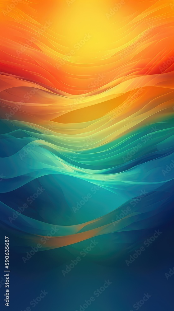 Poster modern background of rainbow gradients and curves with fluid, liquid motion with generative ai