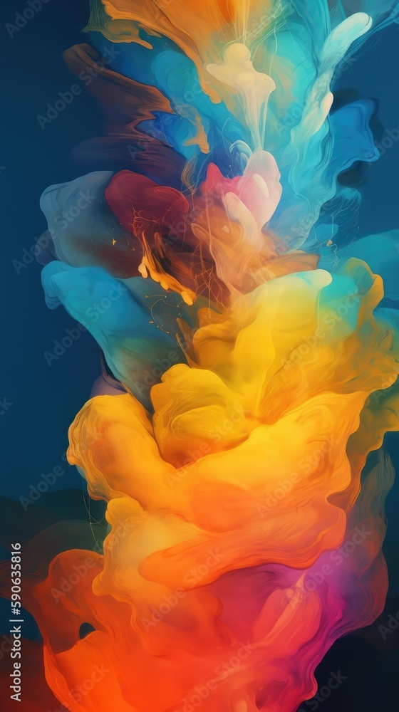 Poster modern background of rainbow gradients and curves with fluid, liquid motion with generative ai