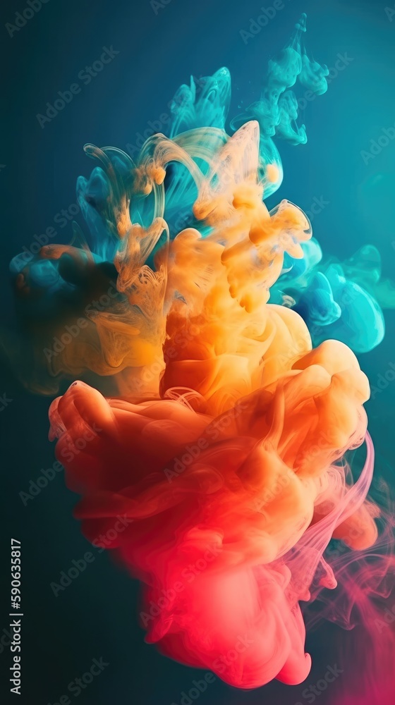 Poster modern background of rainbow gradients and curves with fluid, liquid motion with generative ai