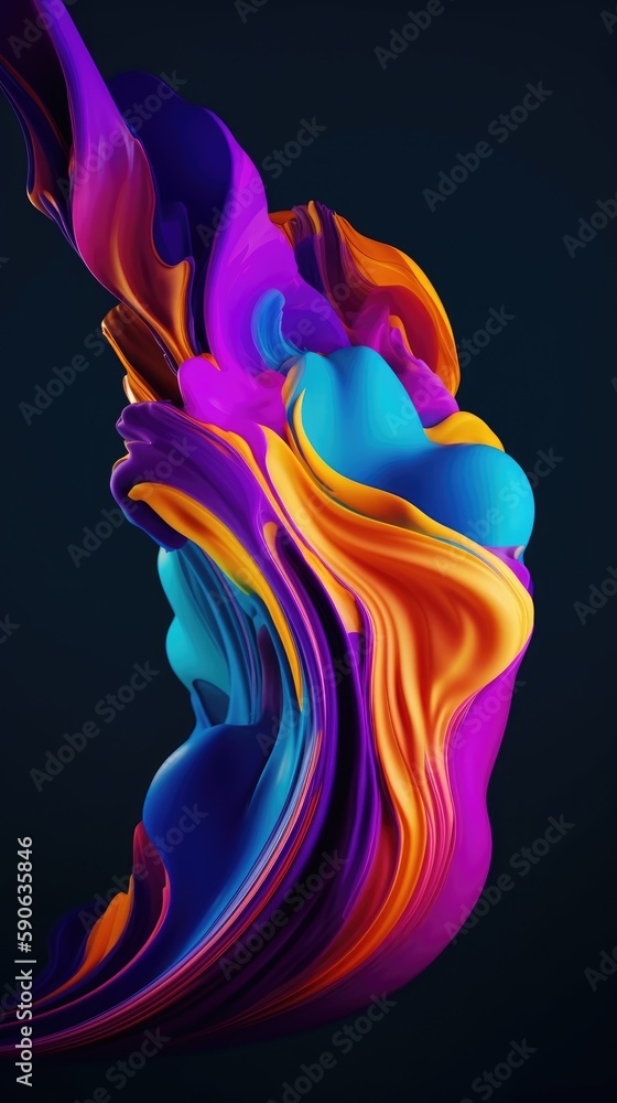Poster modern background of rainbow gradients and curves with fluid, liquid motion with generative ai