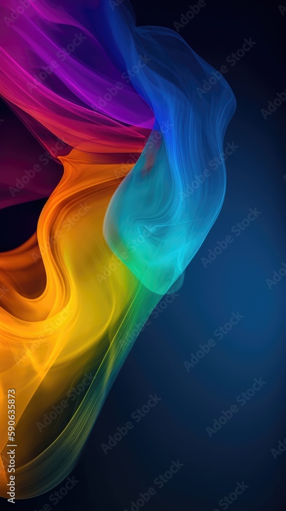 Wall mural modern background of rainbow gradients and curves with fluid, liquid motion with generative ai