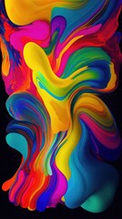 Modern background of rainbow gradients and curves with fluid, liquid motion with generative ai