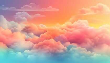 Soft colorful clouds background with generative ai