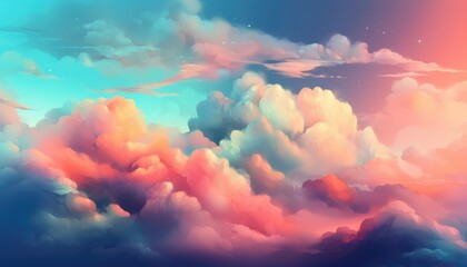 Soft colorful clouds background with generative ai