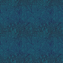 Summer abstract doodle ocean floral seamless coral pattern for fabrics and packaging and wrapping paper