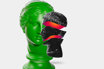 black and green statue