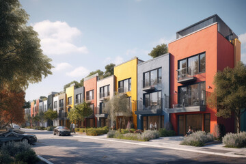 Fototapeta premium town houses in colorful style created with Generative AI technology